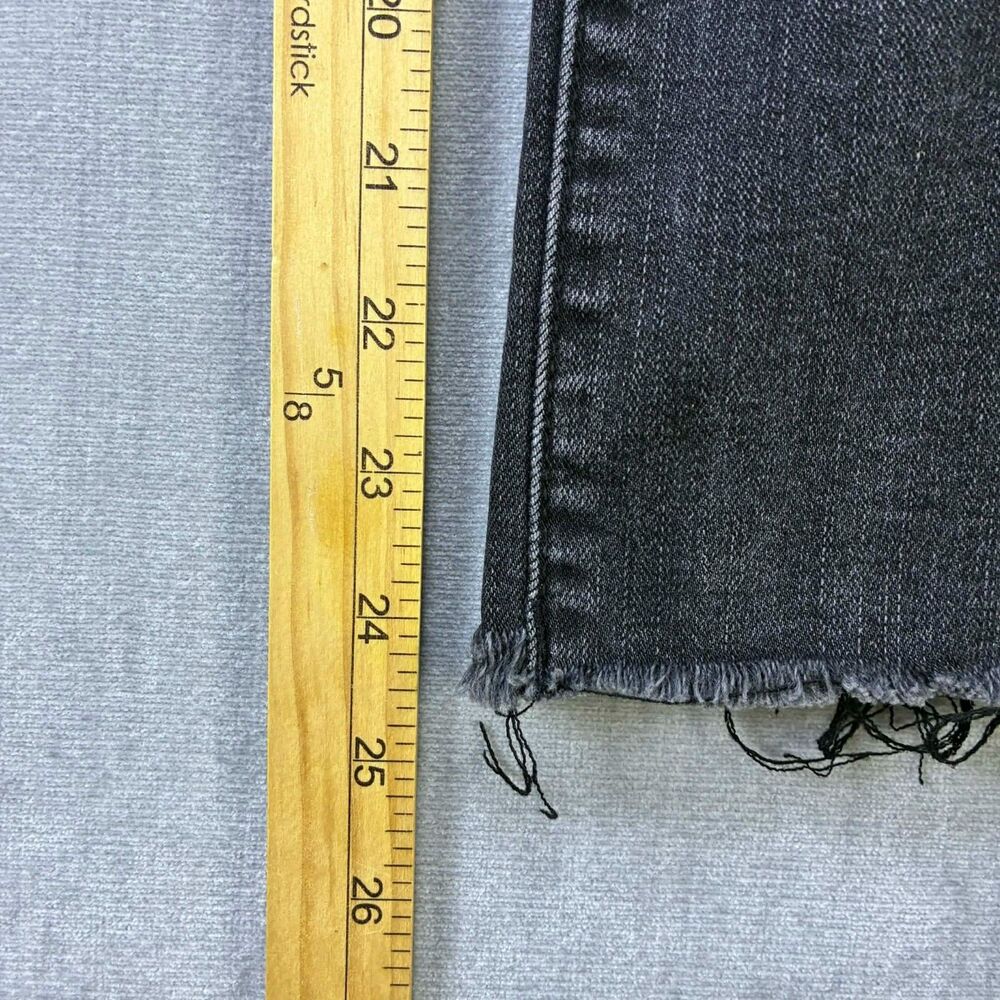Joe’s Jeans Women 27 Bootcut Black Wash Cropped Raw Hem Stretch Denim Frayed - Picture 6 of 8